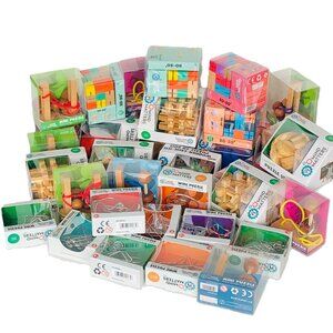 5-PCS Set Mind Matters Brain Teaser Puzzle (wood, bamboo, metal)New Sealed